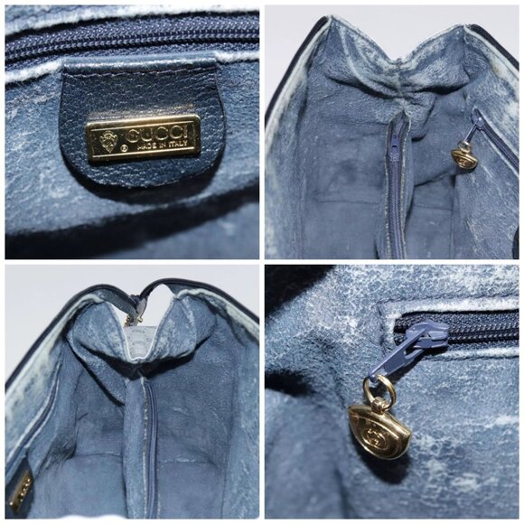 GUCCI Micro GG Supreme Hand Bag PVC Navy Gold 000 40 0207 Auth yk14683 - Picture 15 of 16